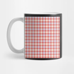 Classic Gingham in tangerine red, pale blue and cream - timeless style Mug